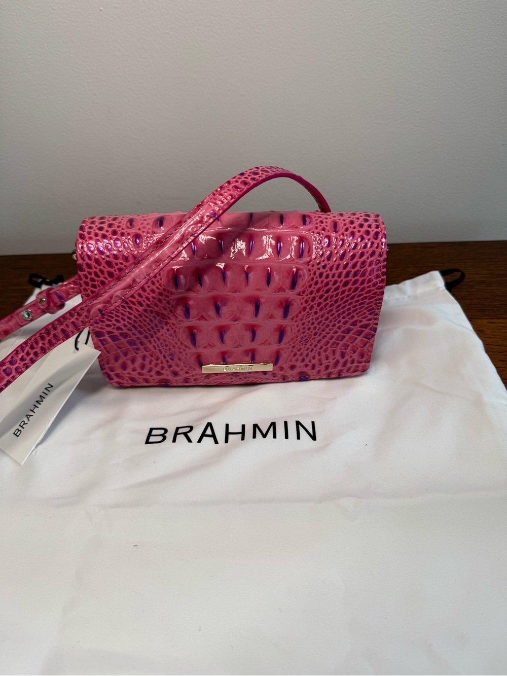 NWT Brahmin Minuette Crossbody in Phlox Pink Melbourne w/Dust Bag